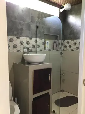 a bathroom with a sink and a shower at Apartamento Paseo Damitas in Parrita