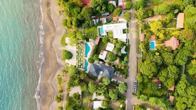 an aerial view of a beach and the ocean at Casa Matcha, BRAND NEW! Ocean Views & Beach Club in Sardinal