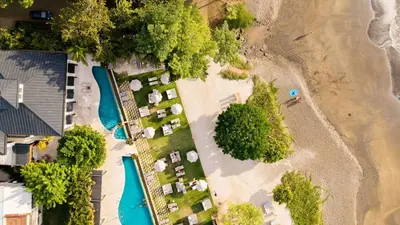 an aerial view of a beach with a group of resorts at Casa Matcha, BRAND NEW! Ocean Views & Beach Club in Sardinal