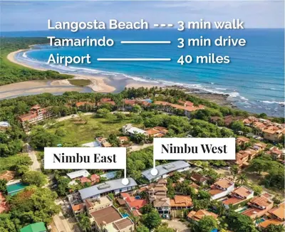 a map of the approximate location of a beach at Nimbu East in Tamarindo