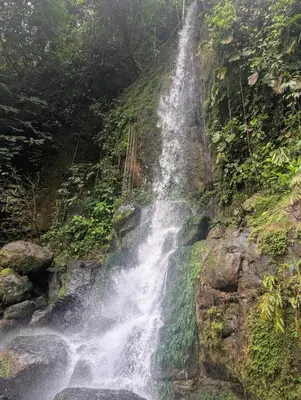a waterfall on the side of a rocky cliff at 3BR, Spectacular Jungle Villa w Waterfalls & Toucans in Barú