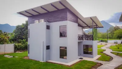 a rendering of a house with a balcony at Villa Sundrop Villa for 8 with Volcano Views & Family Comfort in Fortuna
