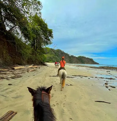 a person riding a horse on the beach at Casa Descanso del Pescador in Garza