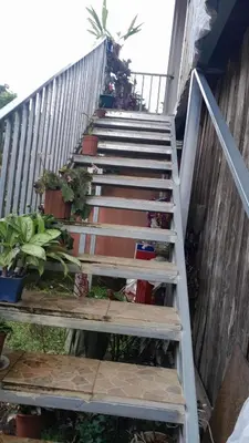 a set of stairs with potted plants on them at Hospedaje oye in Herradura