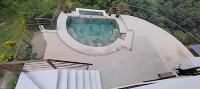 an overhead view of a large swimming pool at Jungle Paradise in Santa Cruz