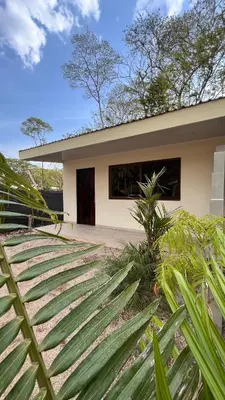 a house with a bunch of leaves in front of it at Casita Pacifica in Playa Grande