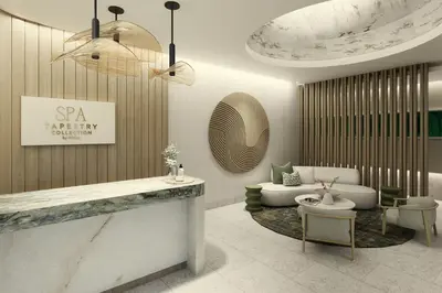 a rendering of a lobby with a waiting room at Montara Hotel, Tapestry Collection By Hilton in Heredia