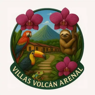 a logo for the virginias voluvian agency at Villas Volcan Arenal in Fortuna