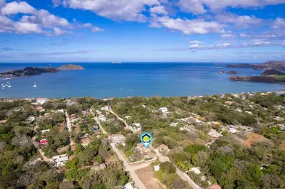 an aerial view of a town and the ocean at Elegant Surfside Retreat with Private Pool Spacious Outdoor Patio & Walkable Beach Access in Potrero