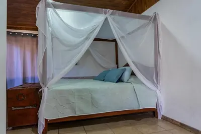 a bed with a canopy in a room at Hostel Cocos B&B in Alajuela City