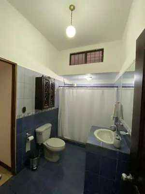 a bathroom with a toilet and a sink at Casa cerca Aeropuerto in Tapantí