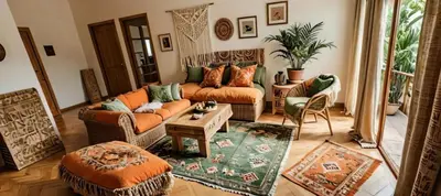 a living room with a couch and a table at Hotel casa yayaz Nature Lodge in Grecia