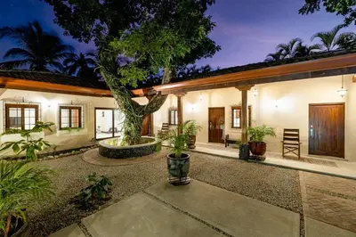 a house with a tree in the front of it at PuraVida lifestyle at Casa Caoba in Playa Flamingo