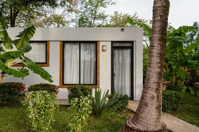 a small house with a tree at Hotel Bohemian Lagarto in Santa Cruz