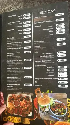 a page of a menu for a restaurant at Hotel Vale's in Chiles