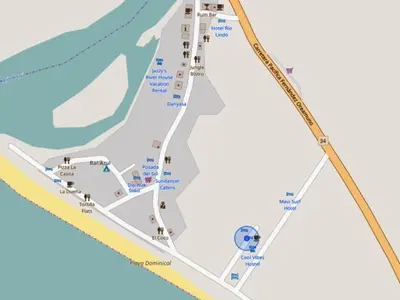a map of the shoreline of a beach at Hotel Tropical Sands Dominical in Dominical