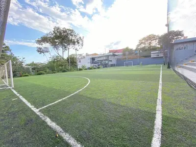 an empty soccer field with a goal at Hotel PZ Country Club & Conference Center in San Isidro