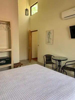 a bedroom with a bed and a table and chairs at Ten North Tamarindo Beach Hotel in Tamarindo