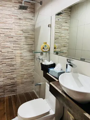 a bathroom with a sink and a toilet and a mirror at Don Jarvey I Bed & Breakfast in Monteverde Costa Rica