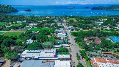 an aerial view of a town next to the water at Beautiful and comfortable Two Bedrooms Beach Condo in Coco