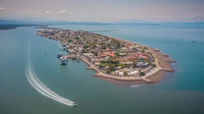 an aerial view of an island in the water at Hotel Sol Puntarenas in Puntarenas