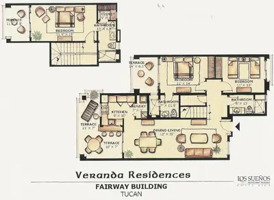 a floor plan of a house with at Veranda 4B 3 bdr Golf Course View in Los Suenos in Herradura