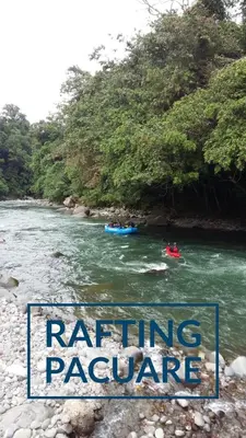 a sign that reads raft prepare on a river at Finca Tres Equis - Farm and Forest in Tres Equis
