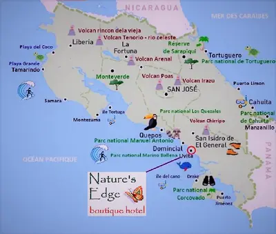 a map of provence and its castles at Nature's Edge Boutique Hotel in Uvita