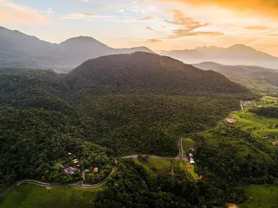 an aerial view of a valley with mountains at Hideaway Rio Celeste Hotel in Bijagua