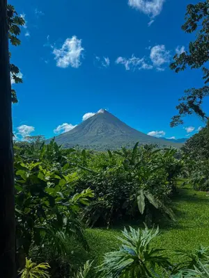 a view of a mountain in the distance at Arenal Roca Suites in Fortuna