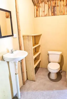 a bathroom with a sink and a toilet at Hospedaje Combi dream bird in Guanacaste