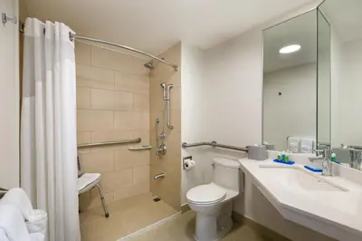 a bathroom with a toilet and a sink and a shower at Holiday Inn Express San Jose Costa Rica Airport by IHG in Alajuela City