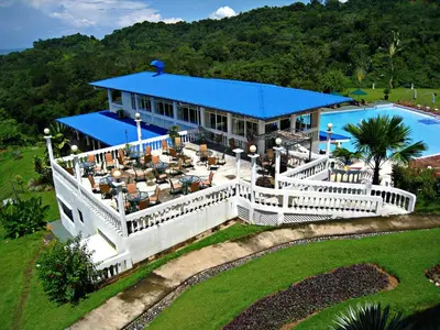 an aerial view of a house with a pool at Cristal Ballena Boutique Hotel & Spa in Uvita