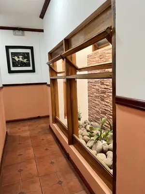 a large aquarium in a room with a window at Boutique Hotel Calle 20 in San José