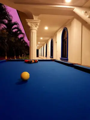a pool table with a ball on top of it at Hotel Las Palmas de OSA in Ciudad Cortés