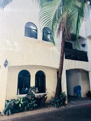 a building with a palm tree in front of it at La Buena Vida 2 in Tamarindo