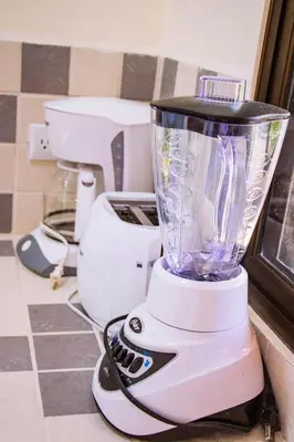 a blender sitting on top of a counter at Casa Nelly Apartamentos in Sámara