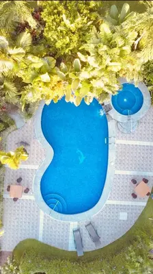 an overhead view of a swimming pool with trees at Hotel Vista del Cerro in Fortuna