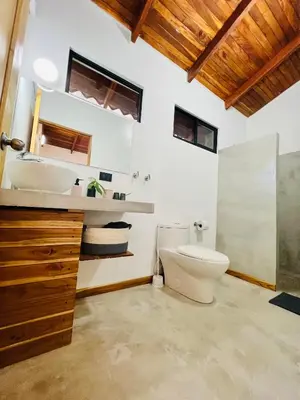 a bathroom with a toilet and a sink at Calipso Ocean Lodge- Avellana Beach Hotel in Playa Avellana