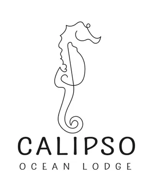 a continuous line drawing of a seahorse logo at Calipso Ocean Lodge- Avellana Beach Hotel in Playa Avellana