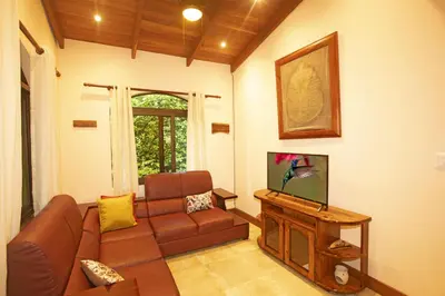 a living room with a couch and a television at 