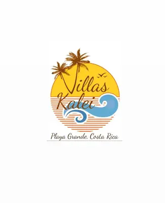 a logo for a beach resort with palm trees and waves at Villas Kalei in Playa Grande
