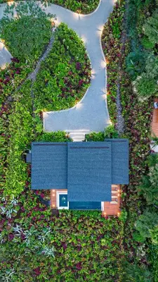 a model of a garden with a house and a road at Arenal Manoa Resort & Hot Springs in Fortuna