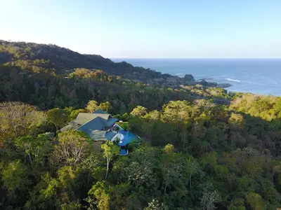 an aerial view of a house on top of a hill at Villa Nimbu in Mal País