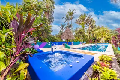 a pool in the garden of a villa at Xandari Resort & Spa in Alajuela City