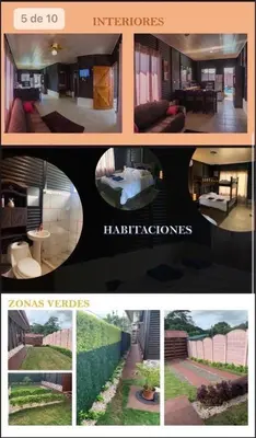 a collage of different pictures of a house at Cabaña El Monasterio in Fortuna