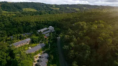 an overhead view of a road in the middle of a forest at Tabacón Thermal Resort & Spa in Fortuna