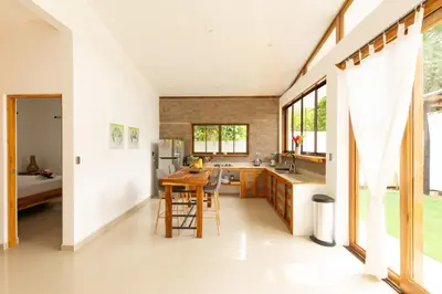 a kitchen with a sink and a counter top at Villa Akari - Brand new 2bedrooms Villa with Pool in Carmen