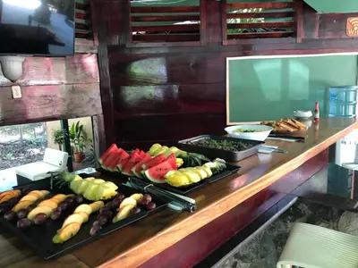 a buffet with many different types of fruits and vegetables at Casa Melosa in Potrero