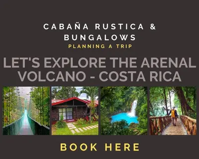 a collage of photos of a park with a bridge and a river at Casona Rústica & Bungalow in Fortuna